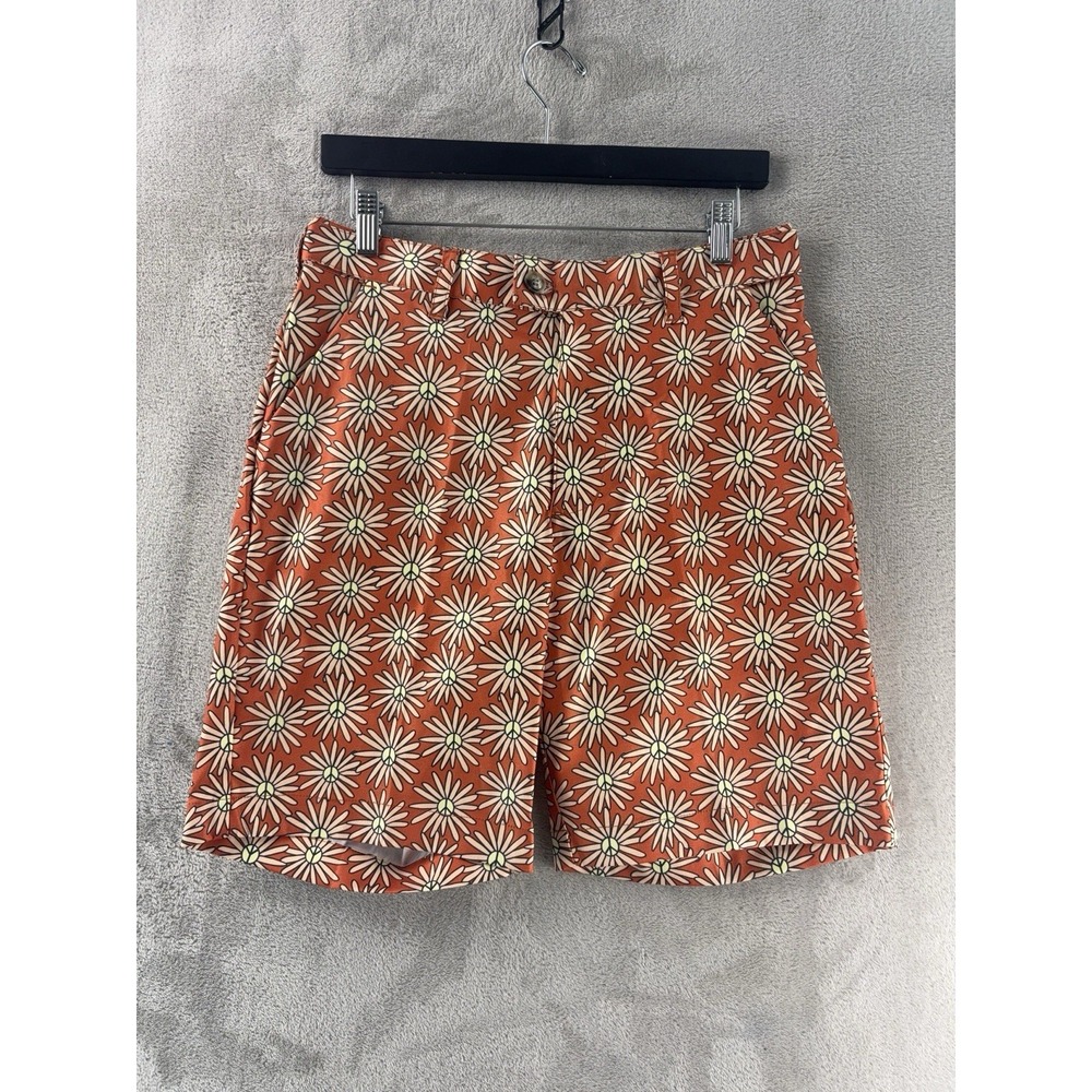 Loudmouth Golf Shorts‎ Mens Size 30 Orange Daisy Print Retro Mod Stretch USA